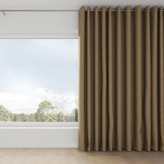 Photo of the fabric Bora Bora Bronze swatch by Mokum FibreGuard. Use for Curtains, Upholstery, Accessory. Style of Plain, Texture