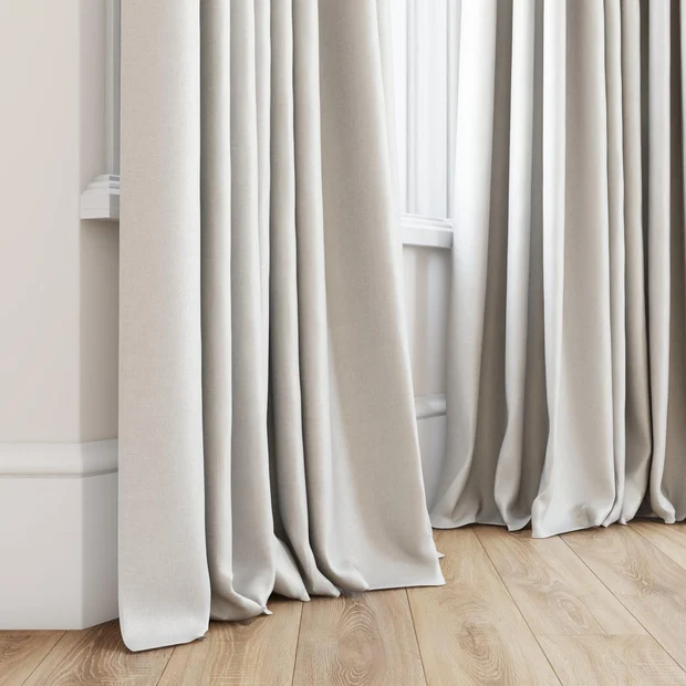 Photo of the fabric Eclipse Blackout Oyster swatch by James Dunlop. Use for Curtains. Style of Plain, Texture