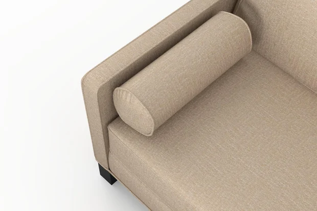 Photo of the fabric Delta Nougat swatch by James Dunlop. Use for Upholstery, Accessory, Top of Bed. Style of Plain, Texture