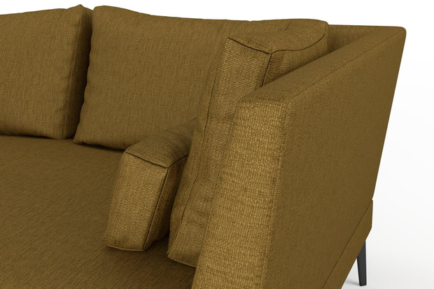 Photo of the fabric Pandanus Ochre swatch by Mokum. Use for Upholstery. Style of Plain, Taffeta