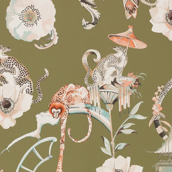 Photo of the fabric Euphoria W448 04 swatch by Romo. Use for Wall Covering. Style of Floral And Botannical