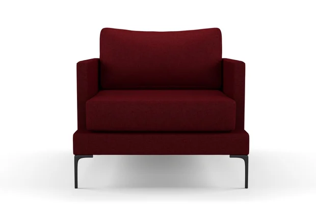 Photo of the fabric Tahiti Crimson swatch by Mokum FibreGuard. Use for Curtains, Upholstery, Accessory, Top of Bed. Style of Chenille, Plain
