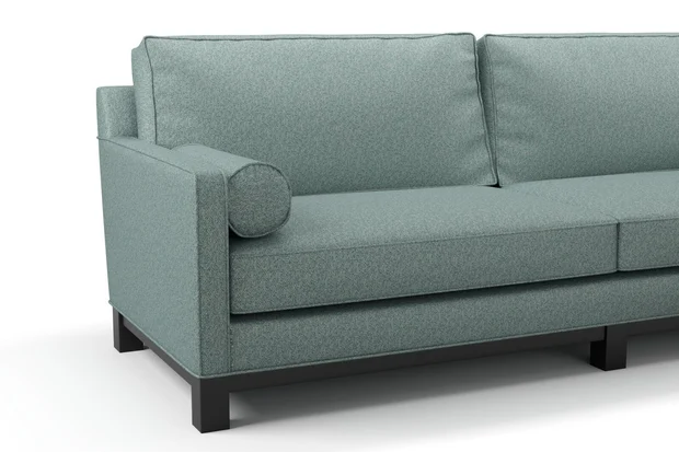 Photo of the fabric Staunch Sage swatch by James Dunlop FibreGuard. Use for Upholstery, Accessory, Top of Bed. Style of Plain, Texture