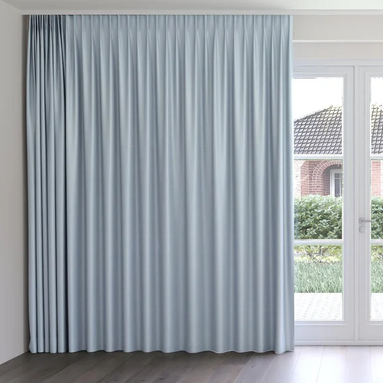 Photo of the fabric Luxe Sky swatch by James Dunlop Essentials. Use for Curtains, Accessory, Top of Bed. Style of Plain, Texture