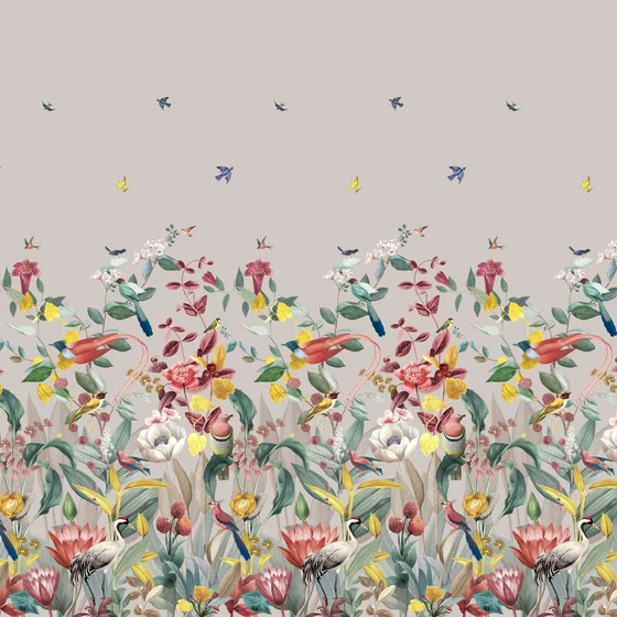 Photo of the fabric Kotori Panel 600094 .192 swatch by Fischbacher 1819. Use for Wall Covering, Wall Panel/Mural. Style of Print