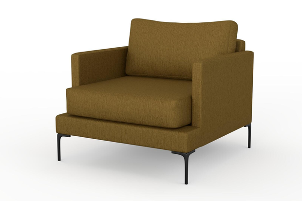 Photo of the fabric Pandanus Ochre swatch by Mokum. Use for Upholstery. Style of Plain, Taffeta