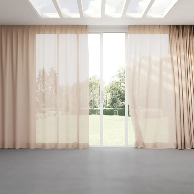 Photo of the fabric Gouache Nude swatch by Mokum. Use for Curtains, Accessory. Style of Plain, Taffeta