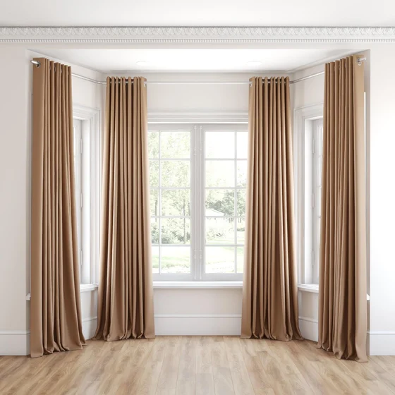 Photo of the fabric Maharaja II Peach swatch by James Dunlop Essentials. Use for Curtains, Upholstery Light Duty, Accessory, Top of Bed. Style of Plain, Texture