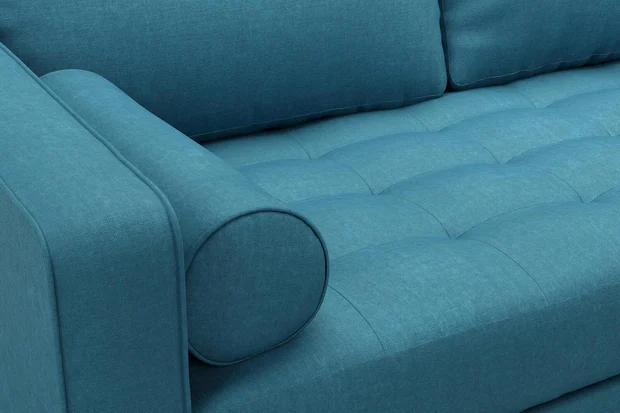 Photo of the fabric Matheson Mermaid swatch by James Dunlop Essentials. Use for Curtains, Upholstery, Accessory, Top of Bed. Style of Plain, Texture
