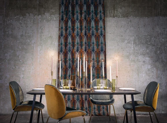 Photo of the fabric Belle Etoile 4579 4579 0279 in situ by Casamance. Use for Curtains, Accessory. Style of Embroidery