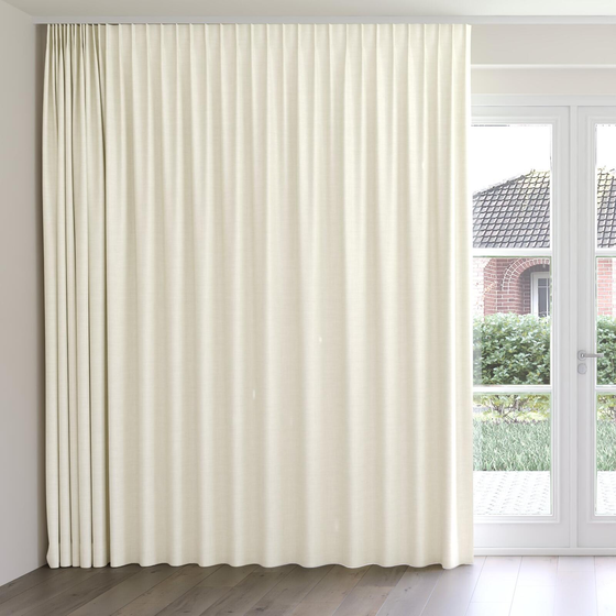 Photo of the fabric Keystone Ecru swatch by James Dunlop FibreGuard. Use for Curtains, Upholstery, Accessory, Top of Bed. Style of Plain, Texture