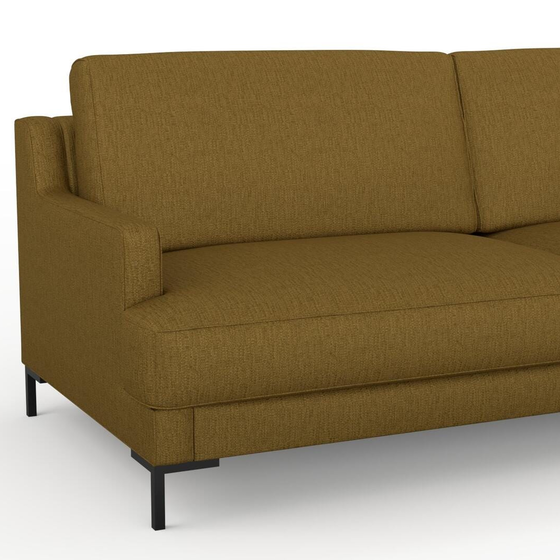 Photo of the fabric Pandanus Ochre swatch by Mokum. Use for Upholstery. Style of Plain, Taffeta