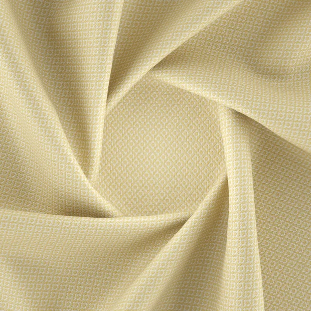 Photo of the fabric Emoticon Lemon swatch by Zepel FibreGuard. Use for Curtains, Upholstery, Accessory, Top of Bed. Style of Geometric, Texture