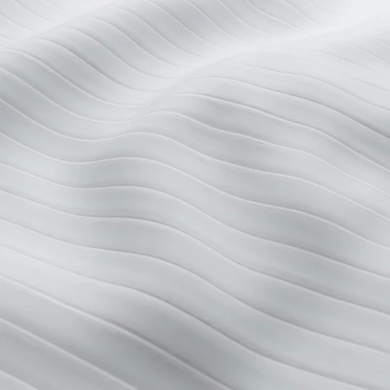 Photo of the fabric Cordial Swan swatch by Zepel FibreGuard. Use for Curtains, Upholstery, Accessory, Top of Bed. Style of Stripe, Velvet