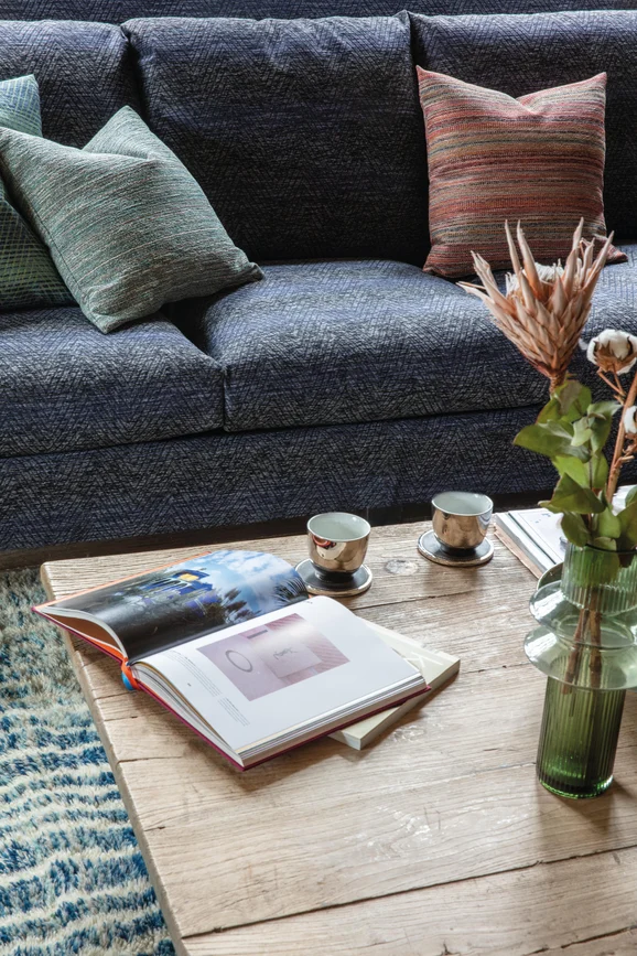 Photo of the fabric Gala Sierra in situ by James Dunlop FibreGuard. Use for Upholstery, Accessory. Style of Geometric, Jacquard