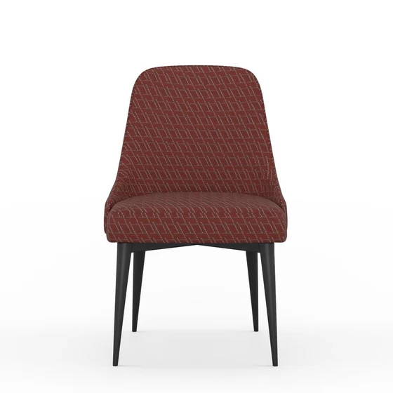 Photo of the fabric Leverett Chili swatch by James Dunlop. Use for Upholstery, Accessory. Style of Chenille, Geometric