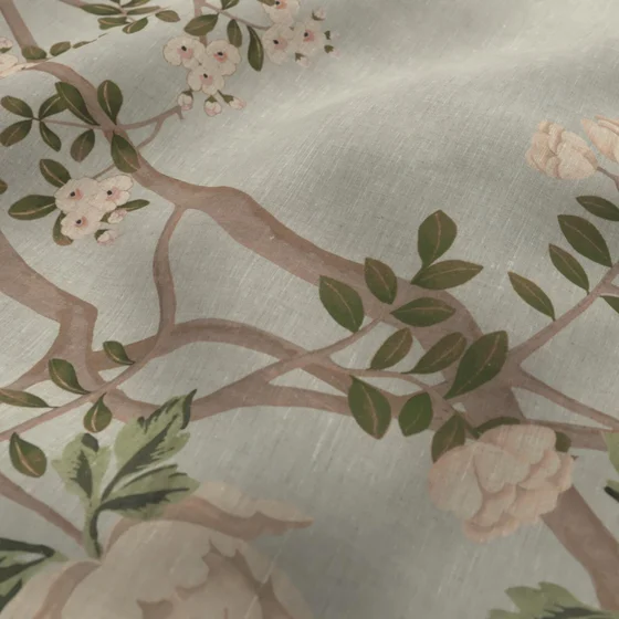 Photo of the fabric Sakura Duckegg swatch by James Dunlop. Use for Curtains, Accessory. Style of Floral And Botannical
