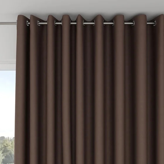 Photo of the fabric Eternal Umber swatch by Mokum. Use for Curtains, Upholstery, Accessory. Style of Plain, Texture