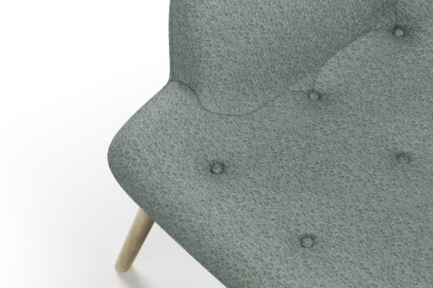 Photo of the fabric Omni Emerald swatch by James Dunlop FibreGuard. Use for Upholstery, Accessory, Top of Bed. Style of Plain, Texture