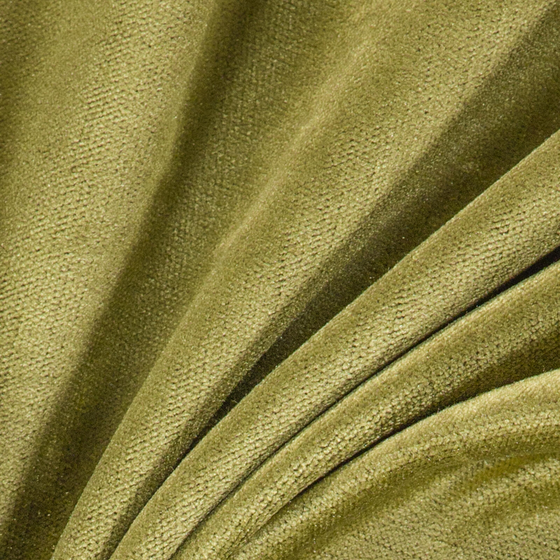 Photo of the fabric Monte Carlo Olive swatch by Zepel. Use for Curtains, Upholstery, Accessory, Top of Bed. Style of Plain, Velvet