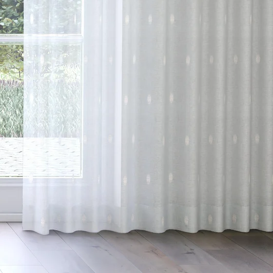 Photo of the fabric Gentle Dew swatch by James Dunlop. Use for Sheer Curtains. Style of Geometric, Sheer