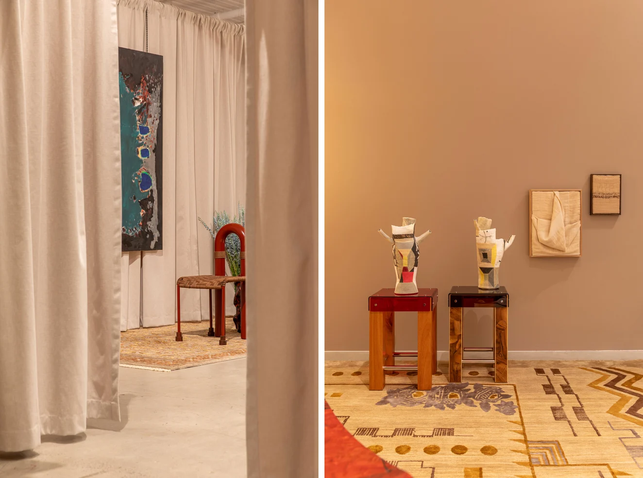 Eco-conscious drapery in an art gallery