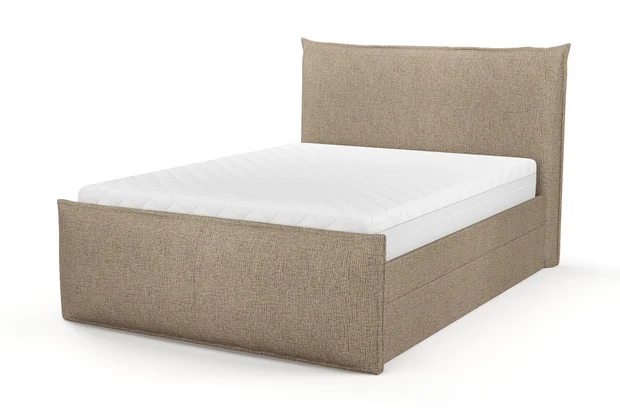 Photo of the fabric Gabrielle Walnut swatch by Mokum FibreGuard. Use for Upholstery, Accessory, Top of Bed. Style of Plain, Texture