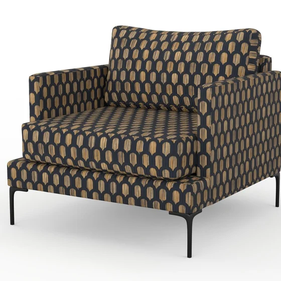 Photo of the fabric Beverly Hills Topaz swatch by Catherine Martin by Mokum. Use for Upholstery, Accessory. Style of Geometric, Velvet