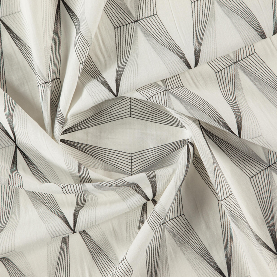 Photo of the fabric Diamante Ice swatch by Zepel. Use for Curtains, Accessory. Style of Embroidery, Geometric