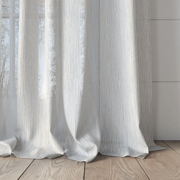 Photo of the fabric Turbulent Polar swatch by James Dunlop. Use for Sheer Curtains. Style of Plain, Sheer