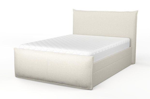 Photo of the fabric Grain Marshmallow swatch by Mokum. Use for Upholstery, Accessory, Top of Bed. Style of Plain, Texture