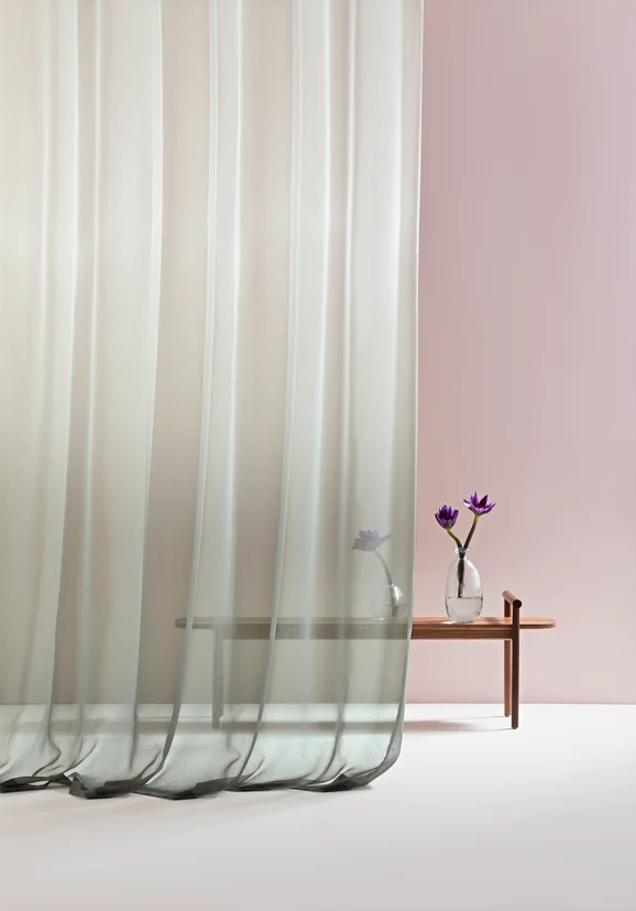 Photo of the fabric Ombre Smoke in situ by Mokum. Use for Sheer Curtains. Style of Abstract, Sheer