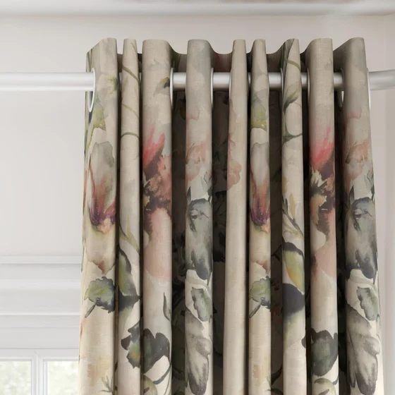 Photo of the fabric Leila Rosewood swatch by James Dunlop. Use for Curtains, Accessory. Style of Floral And Botannical, Print
