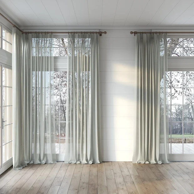 Photo of the fabric Antipodes Seafoam swatch by James Dunlop. Use for Sheer Curtains. Style of Plain, Sheer