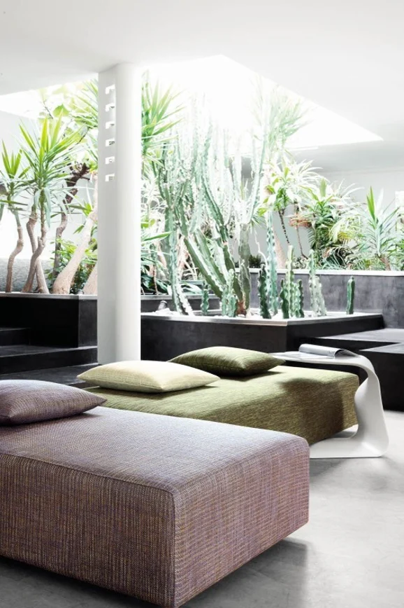 Photo of the fabric Warrior Buff in situ by Zepel. Use for Upholstery, Accessory, Top of Bed. Style of Plain, Texture