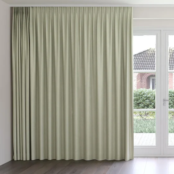 Photo of the fabric Glamour Linden swatch by James Dunlop. Use for Curtains, Accessory. Style of Plain, Taffeta