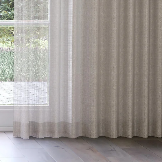 Photo of the fabric Scandinese Olive swatch by James Dunlop. Use for Sheer Curtains. Style of Plain, Sheer