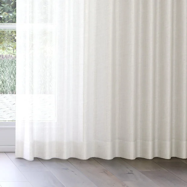 Photo of the fabric Uru Ecru swatch by Mokum. Use for Sheer Curtains. Style of Plain, Sheer