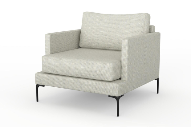 Photo of the fabric Strata Powder Blue swatch by Mokum. Use for Upholstery, Accessory. Style of Plain, Texture
