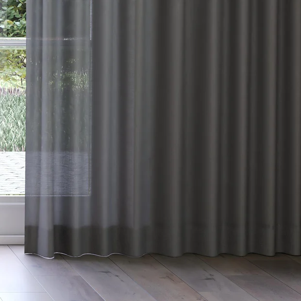 Photo of the fabric Envoy 2 Storm 320cm swatch by James Dunlop Essentials. Use for Curtains, Accessory, Top of Bed. Style of Plain, Texture