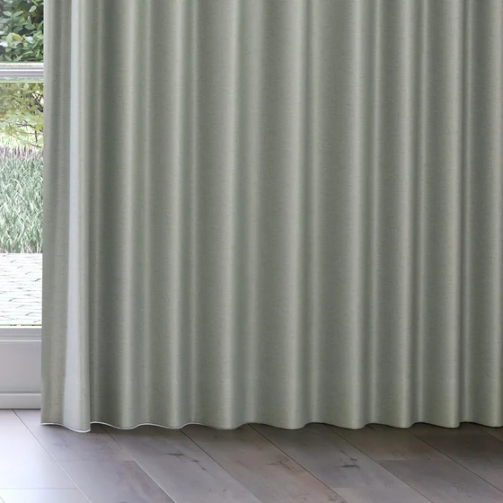 Photo of the fabric Eclipse Blackout Celadon swatch by James Dunlop. Use for Curtains. Style of Plain, Texture