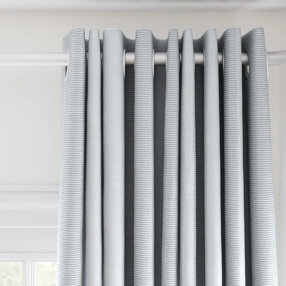 Photo of the fabric Borneo Uncoated Cloud swatch by James Dunlop. Use for Curtains, Accessory, Top of Bed. Style of Stripe