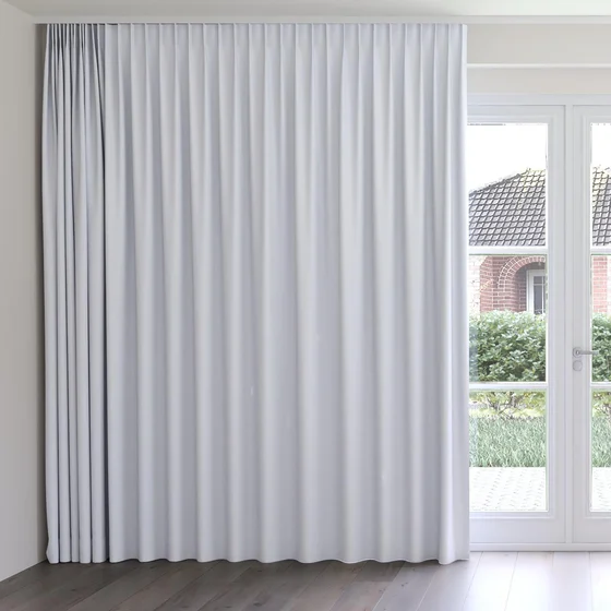Photo of the fabric Quantum FR Ice swatch by Linings. Use for Curtains. Style of Dim Out