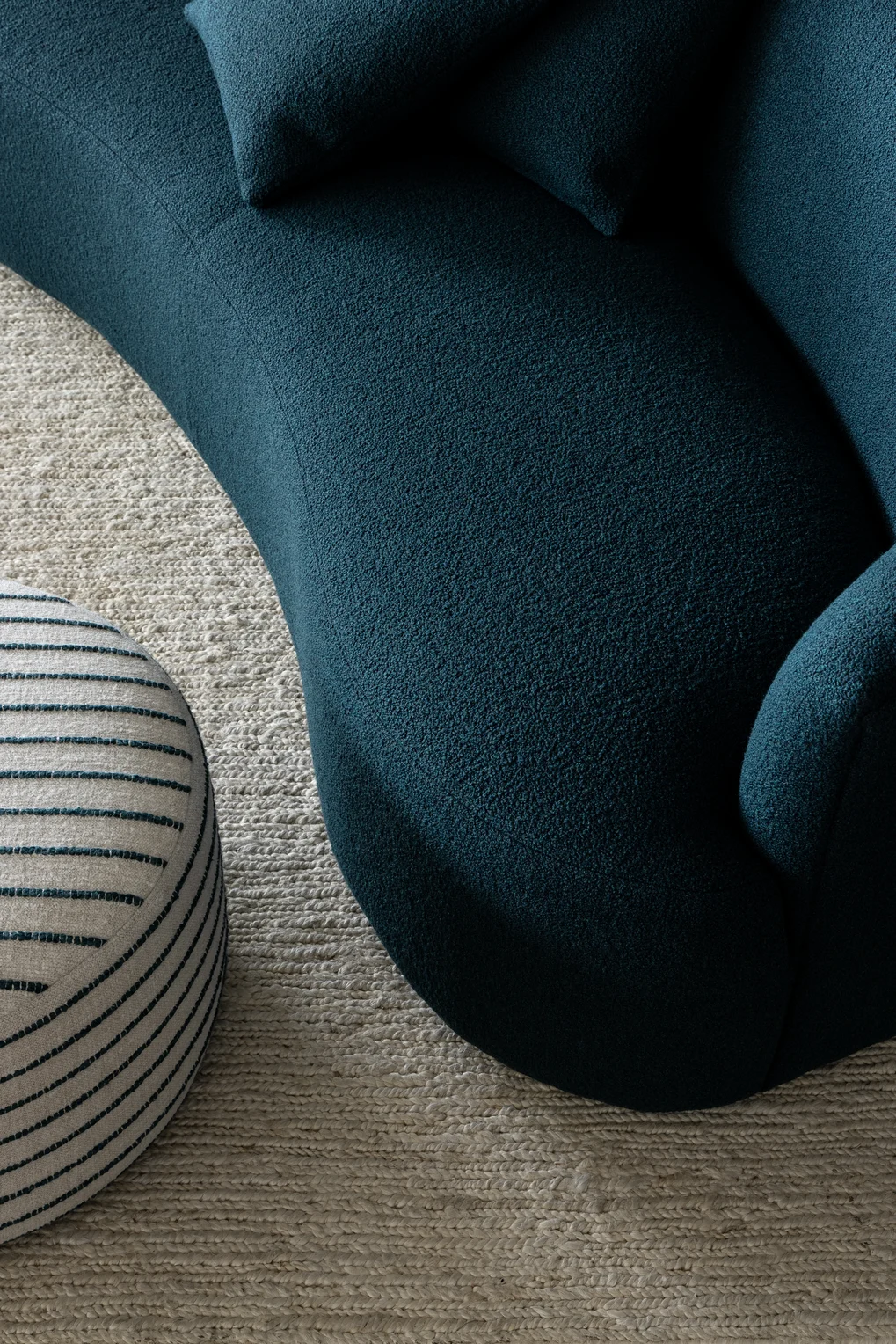 Orb Sofa by Arthur G in Grande Boucle colour Aquamarine by Catherine Martin by Mokum | Image by Timothy Kaye & Bek Sheppard