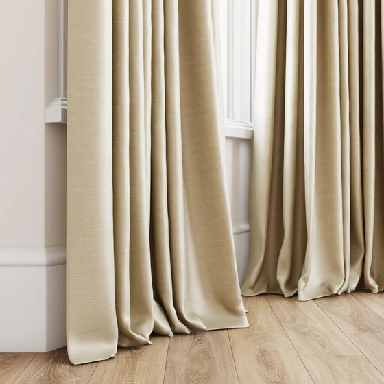 Photo of the fabric Luxe Nougat swatch by James Dunlop Essentials. Use for Curtains, Accessory, Top of Bed. Style of Plain, Texture