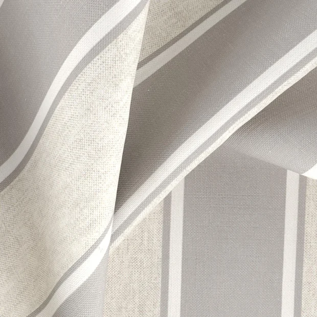 Photo of the fabric Broad Stripe Dove swatch by Zepel. Use for Curtains, Upholstery, Accessory. Style of Print, Stripe