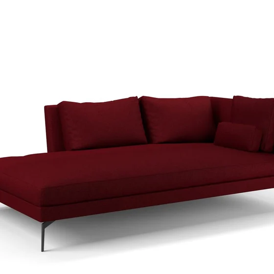 Photo of the fabric Tahiti Crimson swatch by Mokum FibreGuard. Use for Curtains, Upholstery, Accessory, Top of Bed. Style of Chenille, Plain