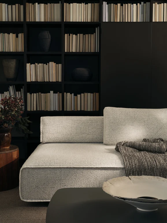 Photo of the fabric Sketch M704 01 in situ by Mark Alexander. . Style of Geometric, Texture