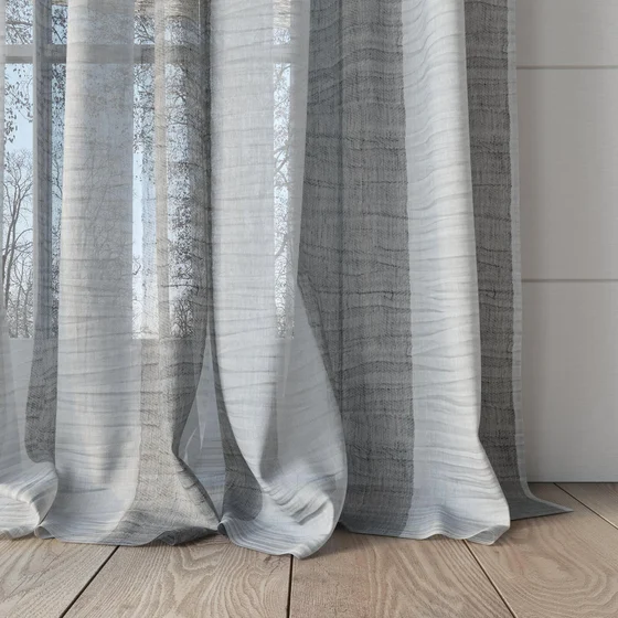 Photo of the fabric Impression Gun Metal swatch by James Dunlop. Use for Sheer Curtains. Style of Sheer, Stripe