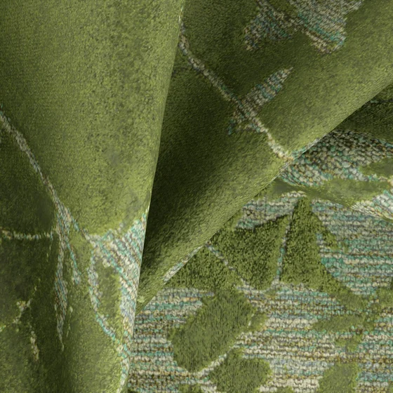 Photo of the fabric Minerva Emerald swatch by Zepel. Use for Upholstery, Accessory, Top of Bed. Style of Floral And Botannical, Velvet